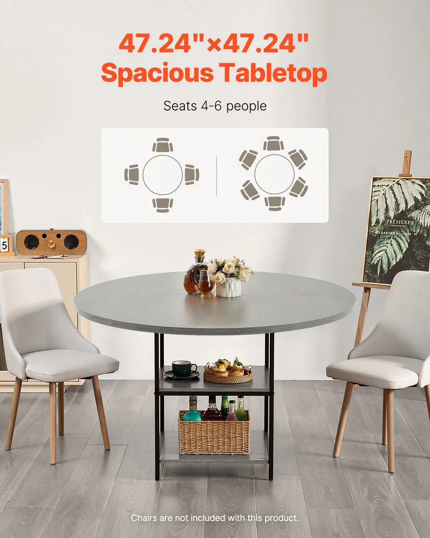 VEVOR 47 in Round Dining Table Wood Kitchen Table for 2-4 Person (Only Table)