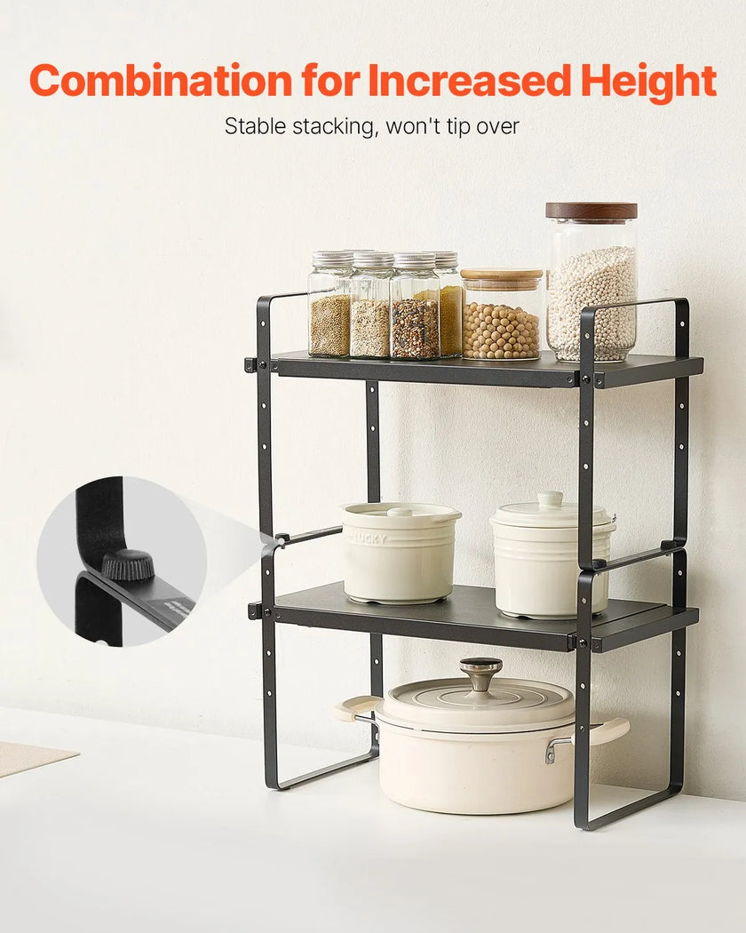 VEVOR 2 Tier Cabinet Organizer Shelf Counter Shelves Steel Storage Spice Rack