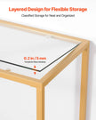 VEVOR 2-Tier Glass Console Table Rectangle Sofa Side Table with Anti-Tip Golden
