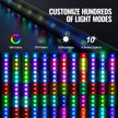 VEVOR 2 PCS 3 FT Whip Light, APP & RF Remote Control Led Whip Light, Waterproof RGB Chasing Lighted Whips with 4 Flags, for UTVs, ATVs, Motorcycles, RZR, Can-am, Trucks, Off-road, Go-karts