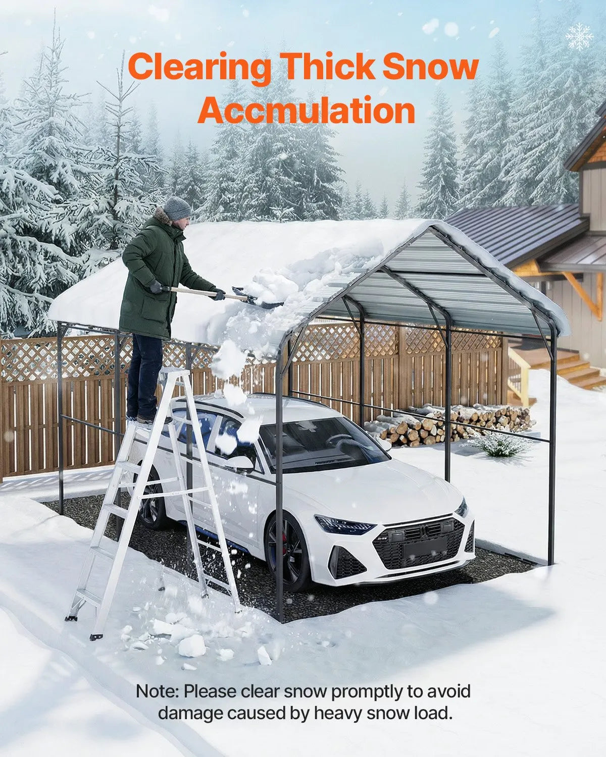 VEVOR 10' x 15' Metal Carport Heavy Duty Outdoor Car Shelter Garage for Boats
