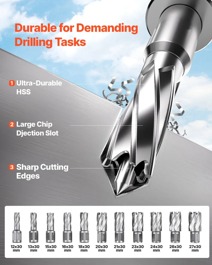 Magnetic Drill 1400W 2922 lbf Mag Drill Press 2 in Boring Diameter 0-750 RPM