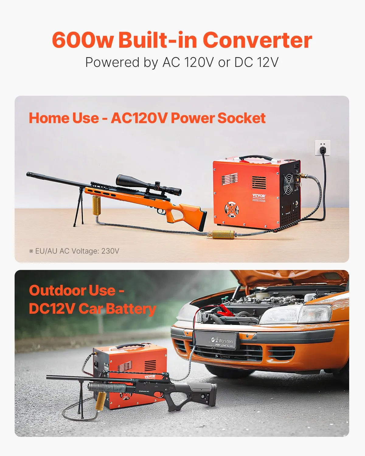 VEVOR PCP Air Compressor 4500PSI PCP Airgun Compressor with Built-in Converter