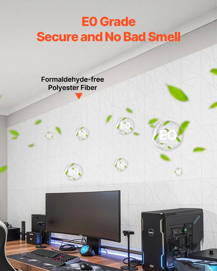 VEVOR 18 Pack Acoustic Wall Panels 11.8 x 11.8 x 0.4 inch Self-Adhesive White