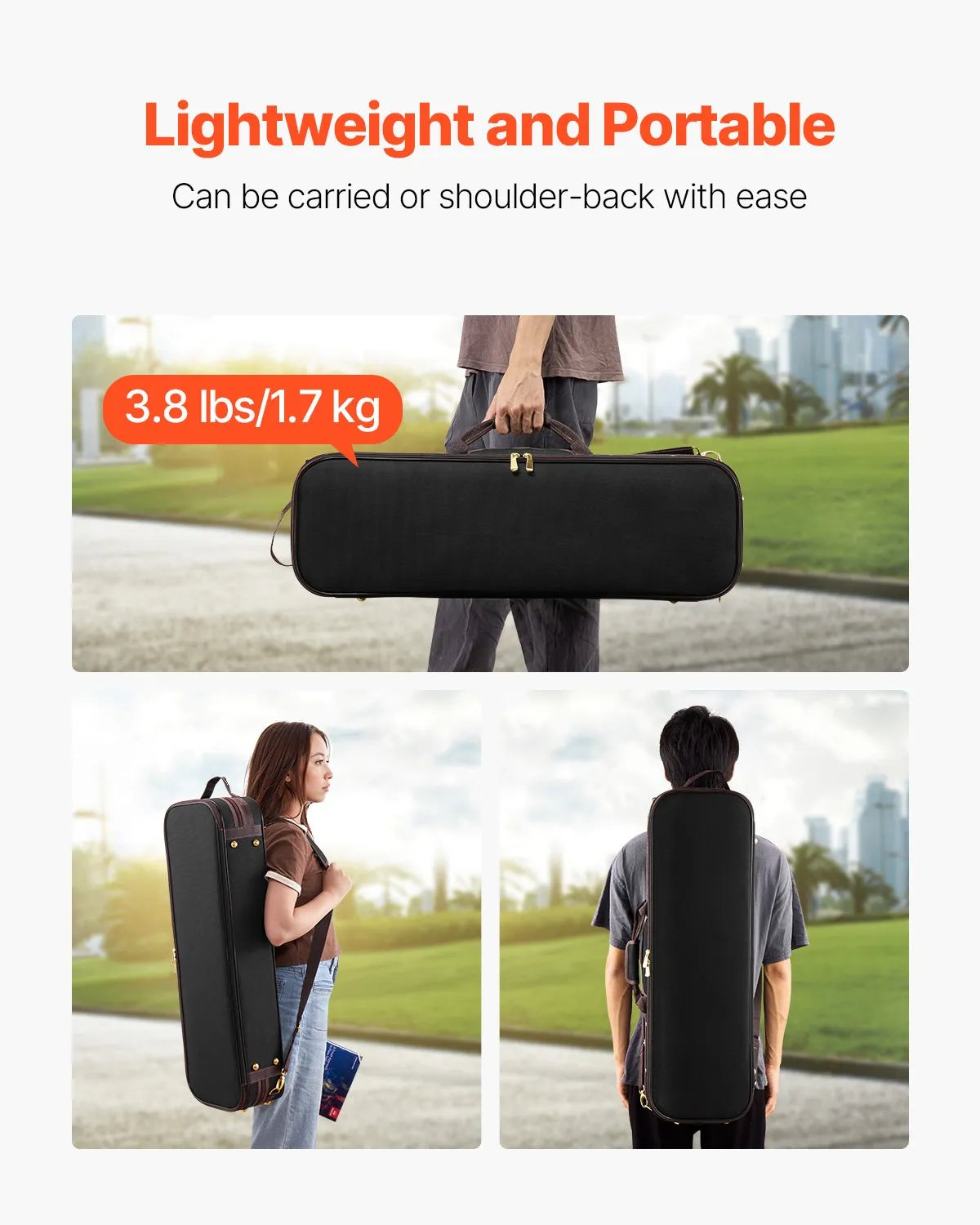 Portable Nylon Fabric 4/4 Full Size Violin Case Anti-Scratch Travel Carrying Bag