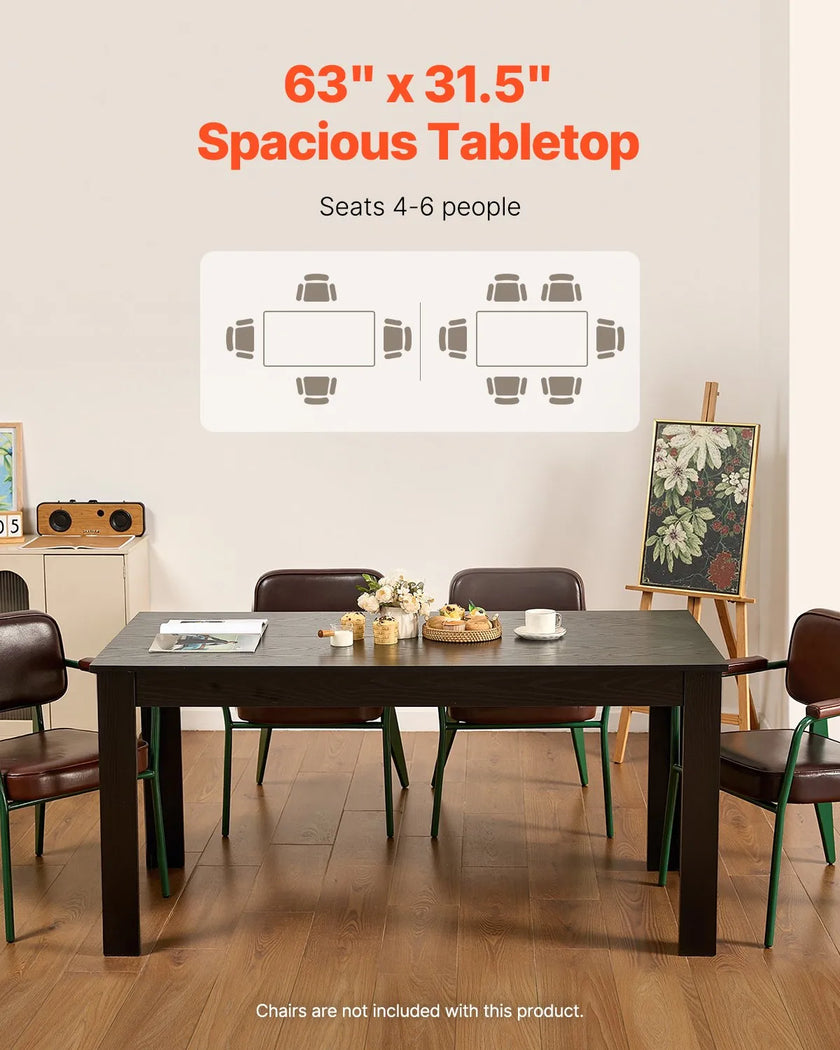 VEVOR 63in Rectangle Dining Table Wood Kitchen Table for 4-6 Person (Only Table)