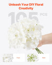 VEVOR 105 Pcs Artificial Silk Hydrangea Flowers 9.8 In Bouquet Arrangement White