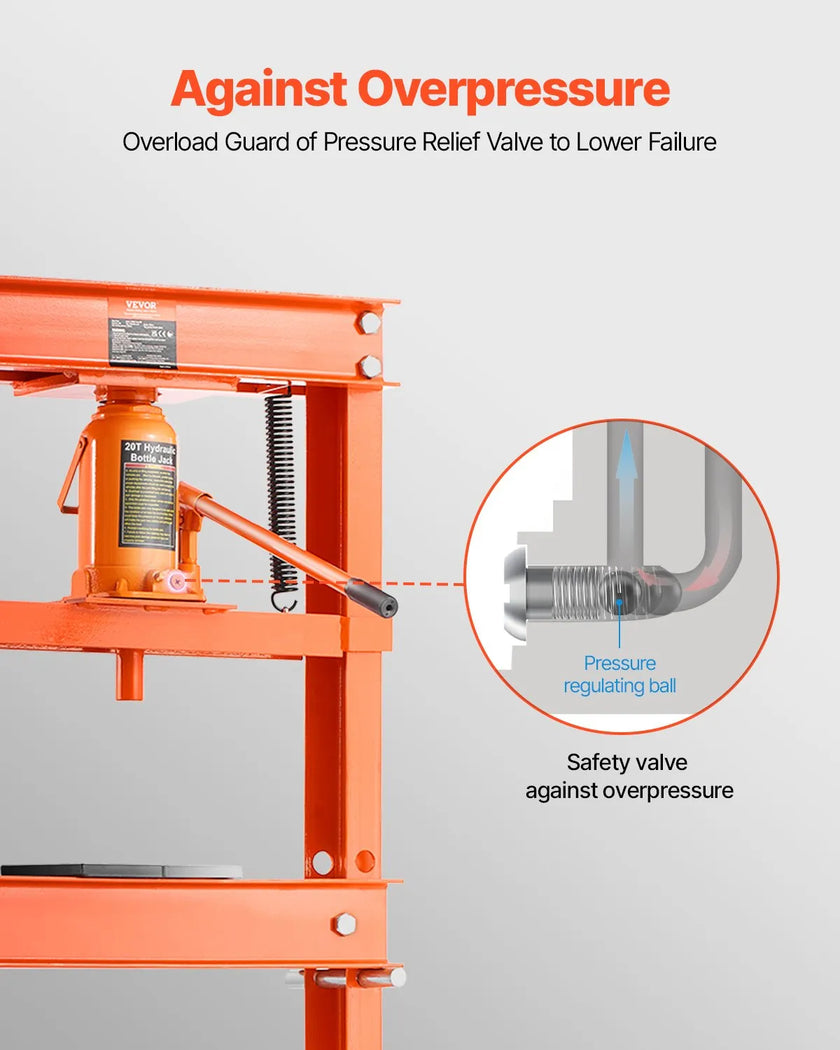 VEVOR 20 T Hydraulic Shop Press Hydraulic Press with Press Plate for Bending
