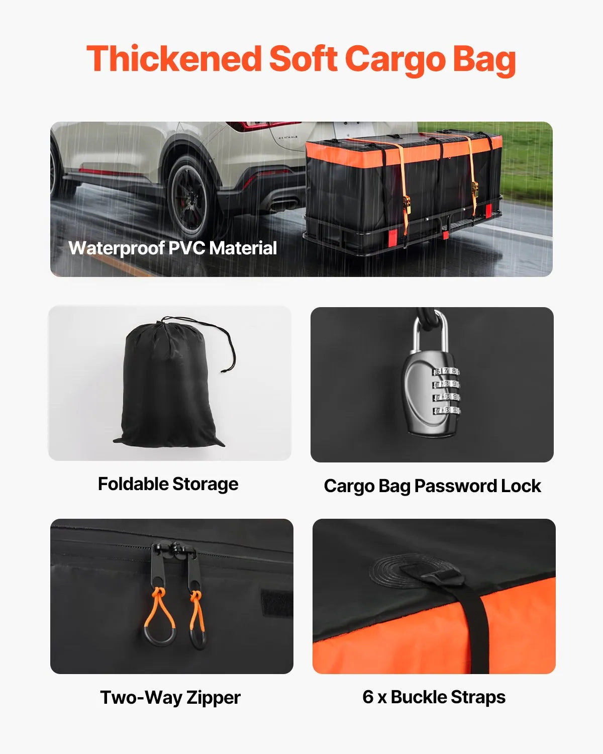 VEVOR 500 lbs Hitch Cargo Carrier Folding Hitch Cargo Carrier with Cargo Net