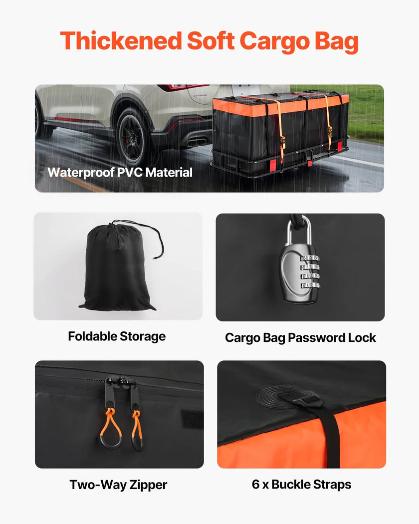 VEVOR 500 lbs Hitch Cargo Carrier Folding Hitch Cargo Carrier with Cargo Net