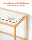 VEVOR 3-Tier Glass Console Table Rectangle Sofa Side Table with Anti-Tip Golden