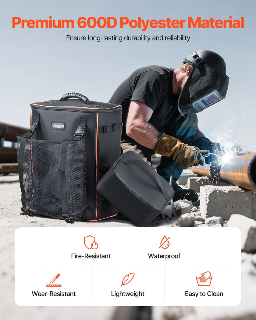 VEVOR 35.6L Welding Backpack 600D Polyester Welder Backpack for Tools and Helmet
