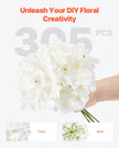 VEVOR 305 Pcs Artificial Silk Hydrangea Flowers 9.8 In Bouquet Arrangement White