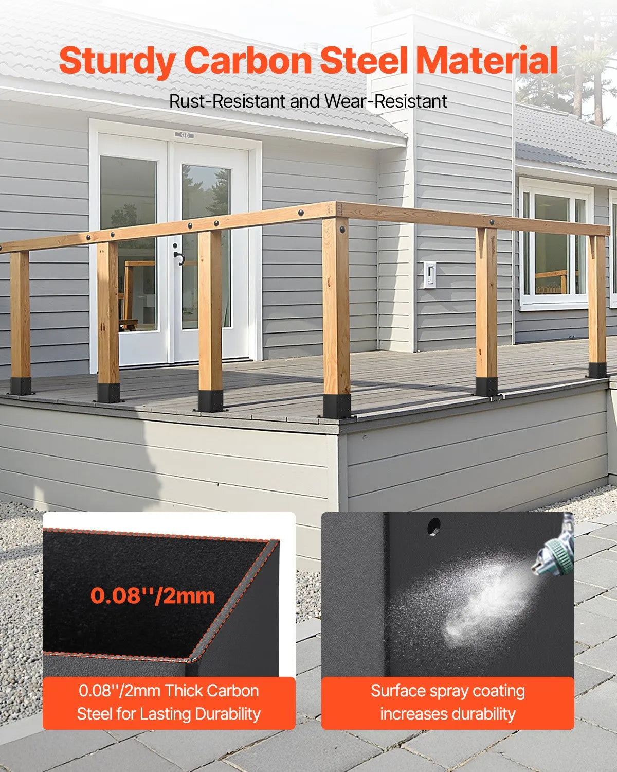 VEVOR 8 Pcs 4x4 Post Base Bracket Wood Fence Post Anchor Inner Size 3.6x3.6 in