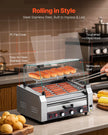 VEVOR 18 Hot Dog 7 Roller Electric Grill Cooker Machine Bun Warmer Cover 1200W