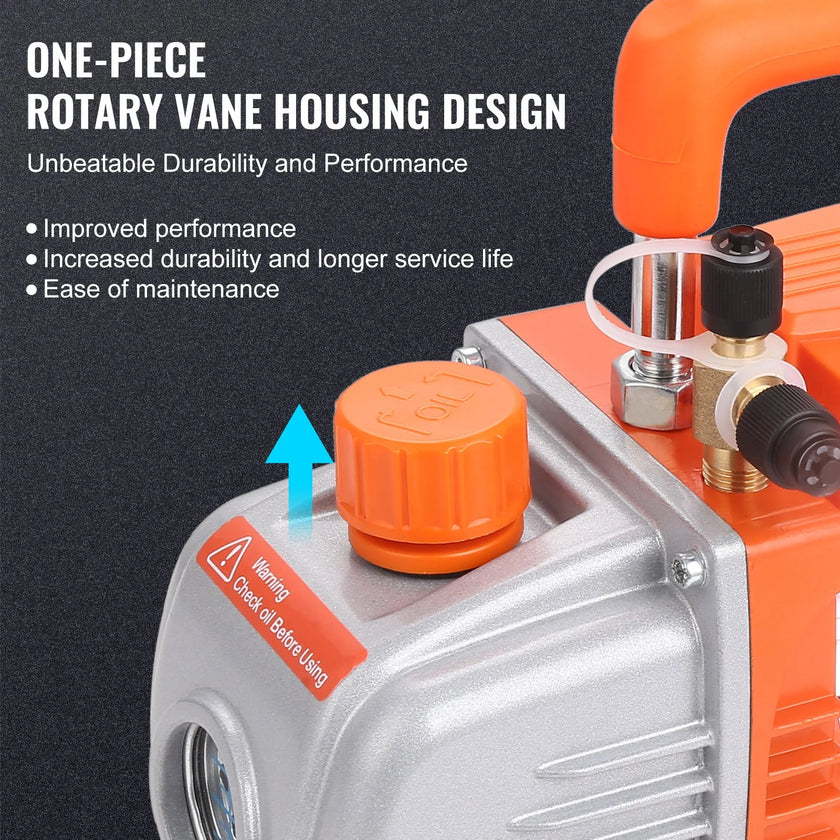 VEVOR 1/5 HP Single Stage Vacuum Pump, 3.5 CFM, 120V AC Air Conditioning Conditioner Vacuum Pump, 1/4