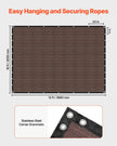 VEVOR 90% Sun Shade Cloth Privacy Screen 10 x 12 ft for Patio Garden (Brown)