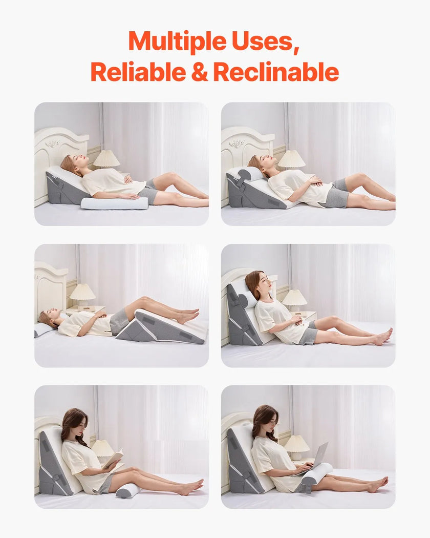 VEVOR Orthopedic Bed Wedge Pillow 3 Pcs Adjustable for Back Leg Neck Sleep GERD