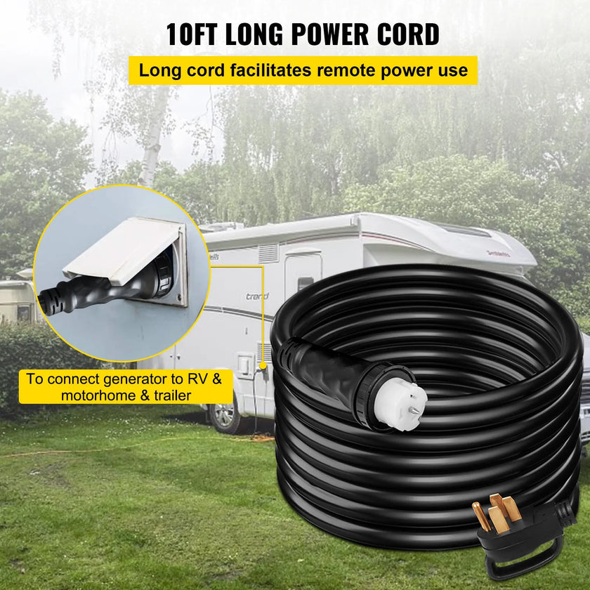 VEVOR 10FT Generator Power Cord 50A 125/250 V 14-50P to CS6364 Locking Connector