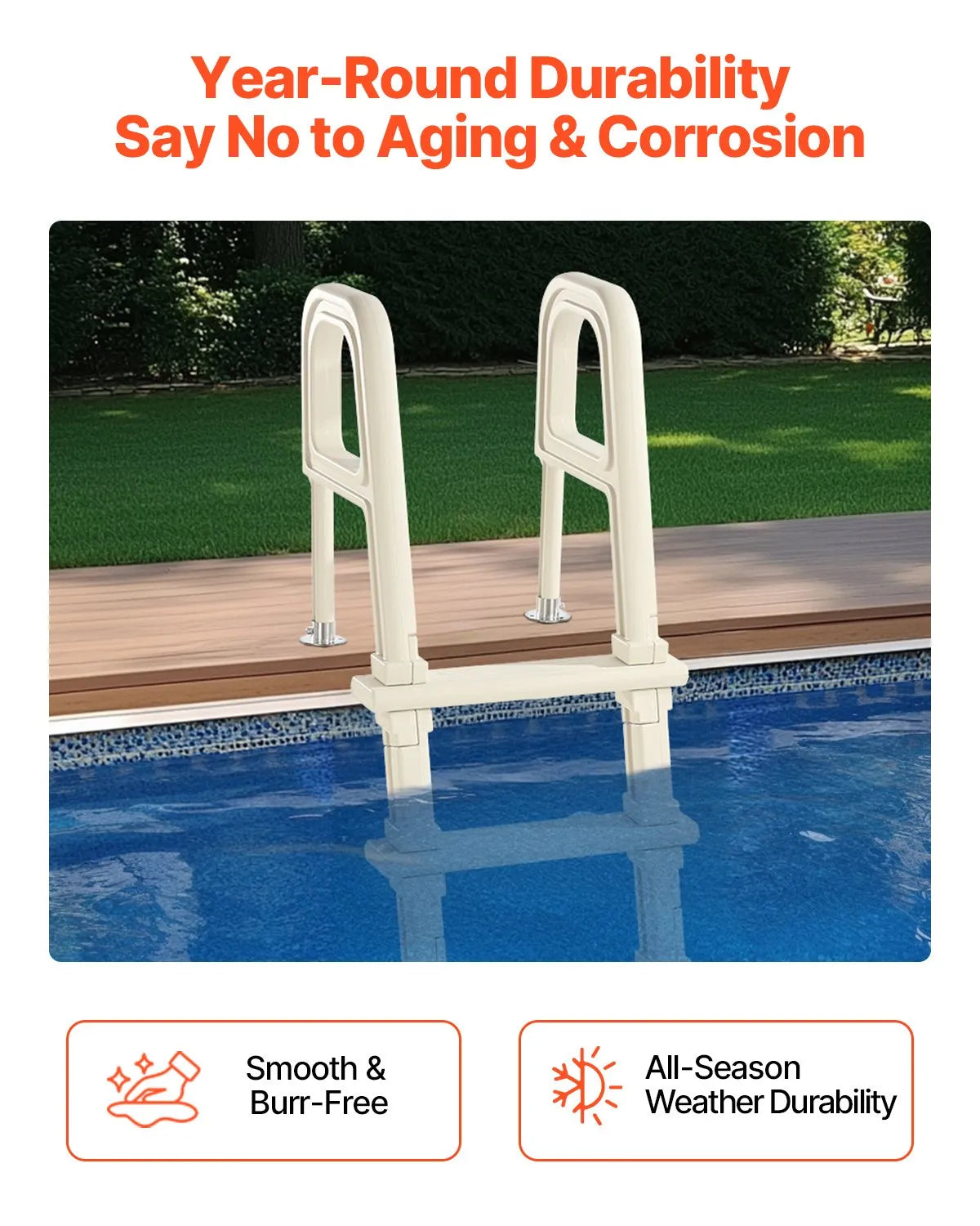 VEVOR 5-Step Inclined Pool Ladder of 2 Handrails Loads 300 lb for 48-54 In Pool