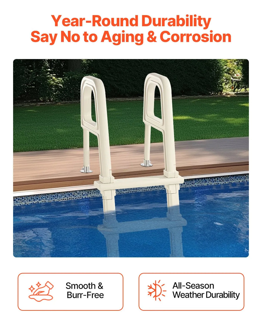VEVOR 5-Step Inclined Pool Ladder of 2 Handrails Loads 300 lb for 48-54 In Pool