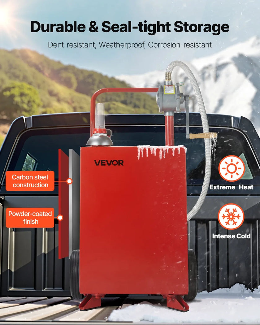 VEVOR 20 Gallon Fuel Caddy Gasoline & Diesel Fuel Tank with Manual Pump Red