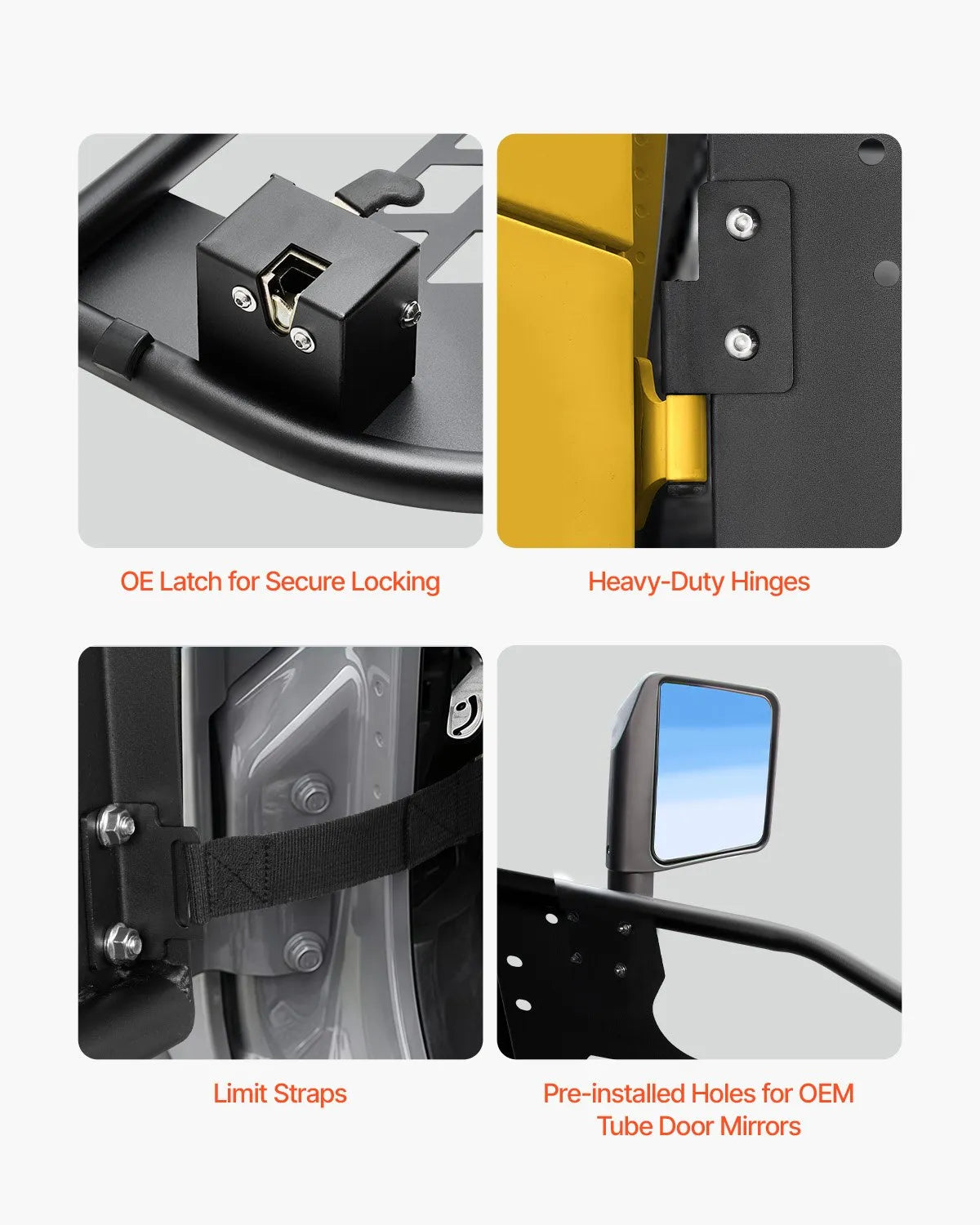 VEVOR 4-Door Jeep Tube Doors Jeep Tubular Door for 2007-2018 Jeep Wrangler JK