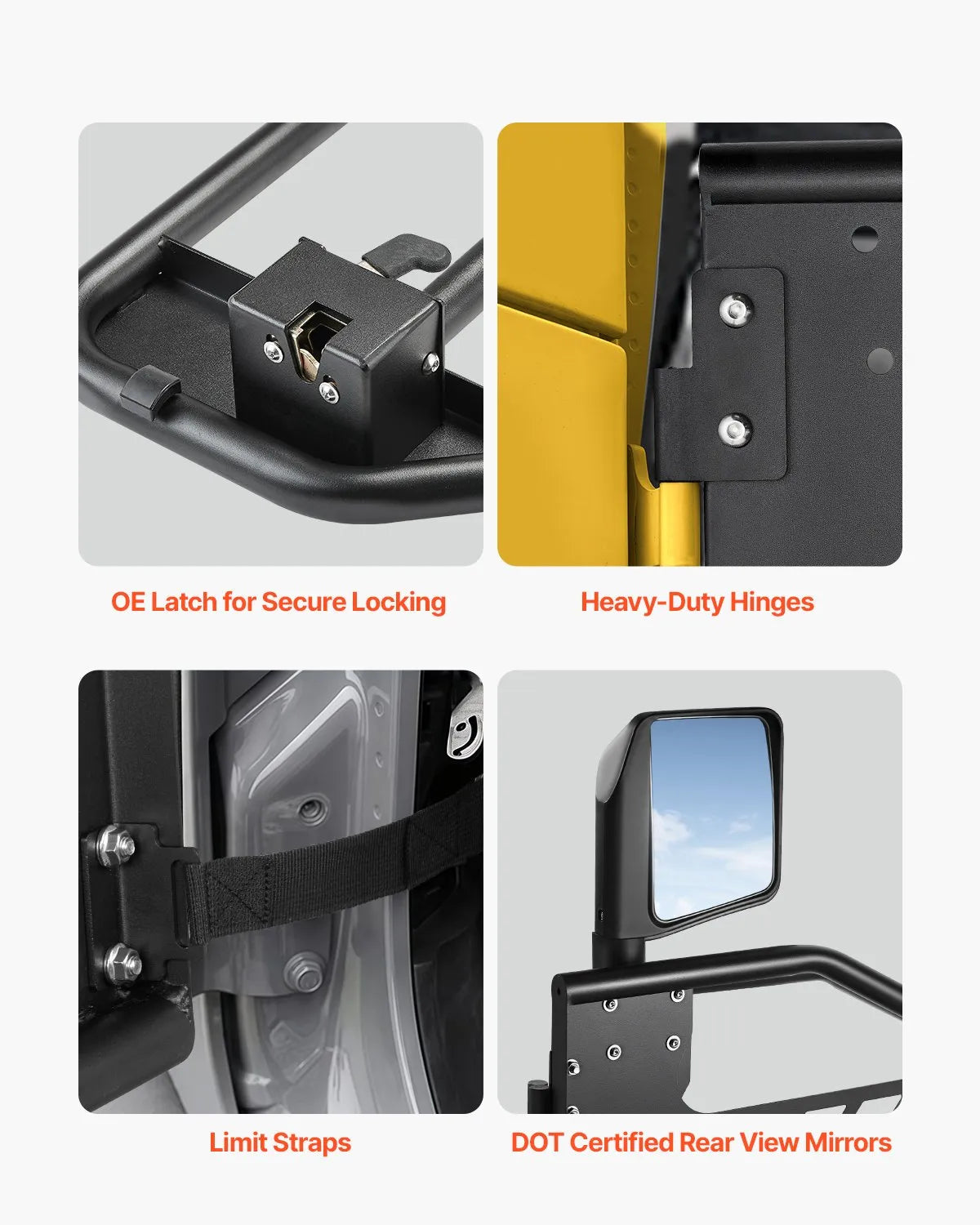VEVOR 2-Door Jeep Tube Doors Jeep Tubular Door for 2018-2024 Jeep Wrangler JL