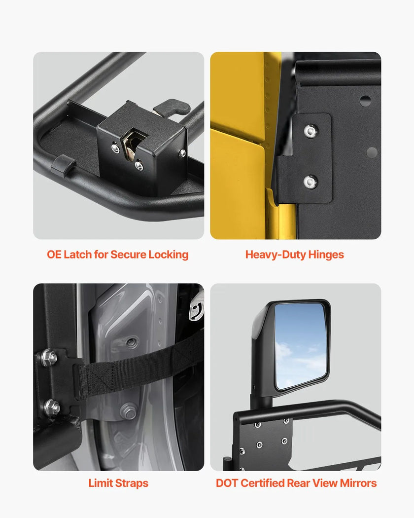 VEVOR 2-Door Jeep Tube Doors Jeep Tubular Door for 2018-2024 Jeep Wrangler JL