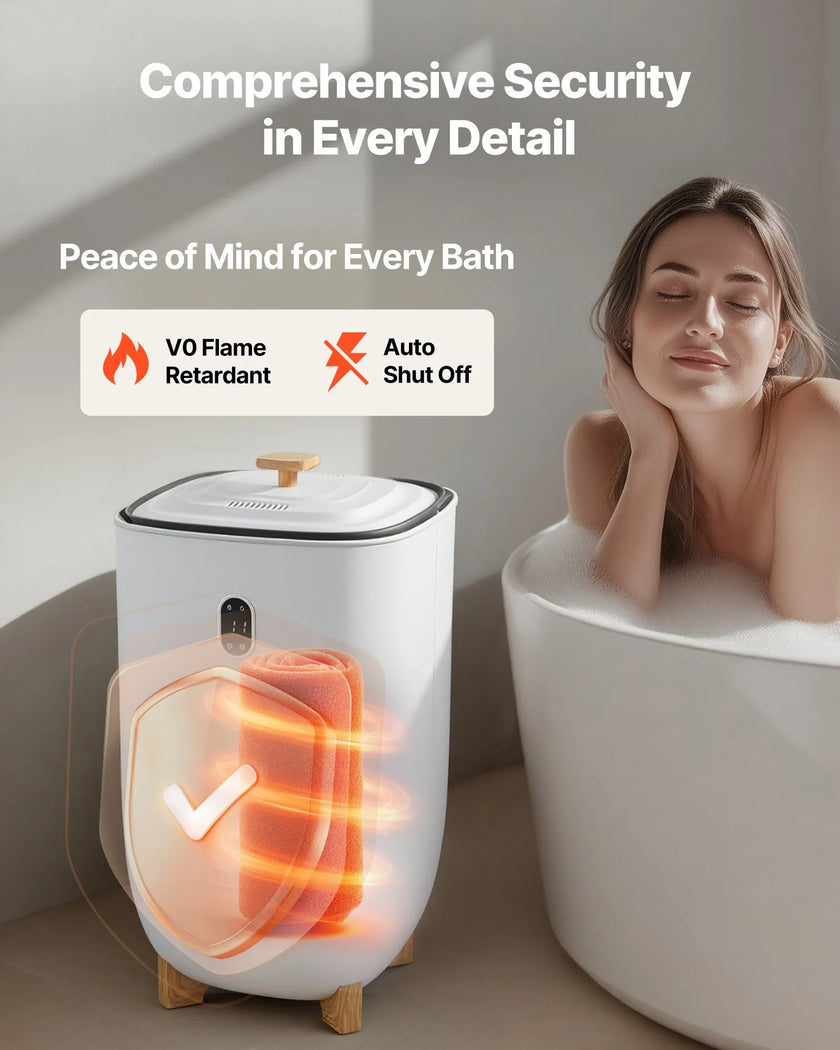 VEVOR 35L Large Towel Warmer Bucket with LED Screen Drying Fuction & Timer White