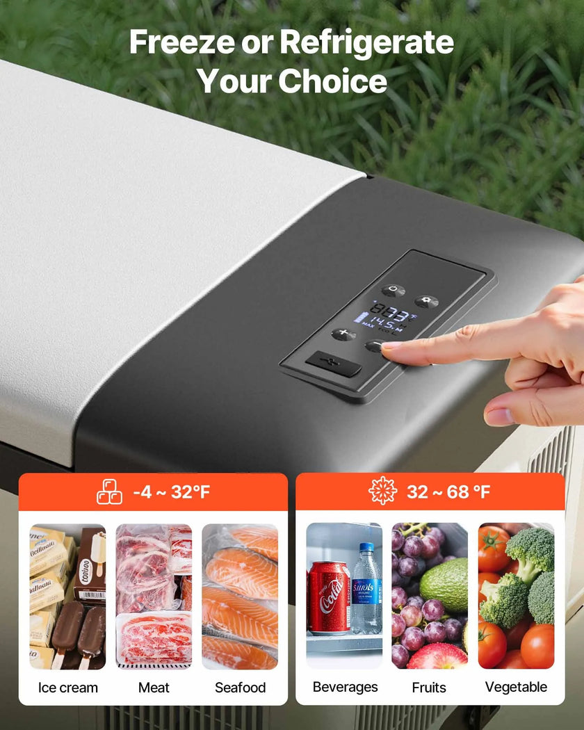 VEVOR 12 Volt Car Refrigerator Portable Freezer 16Qt Truck RV Fridge APP Control