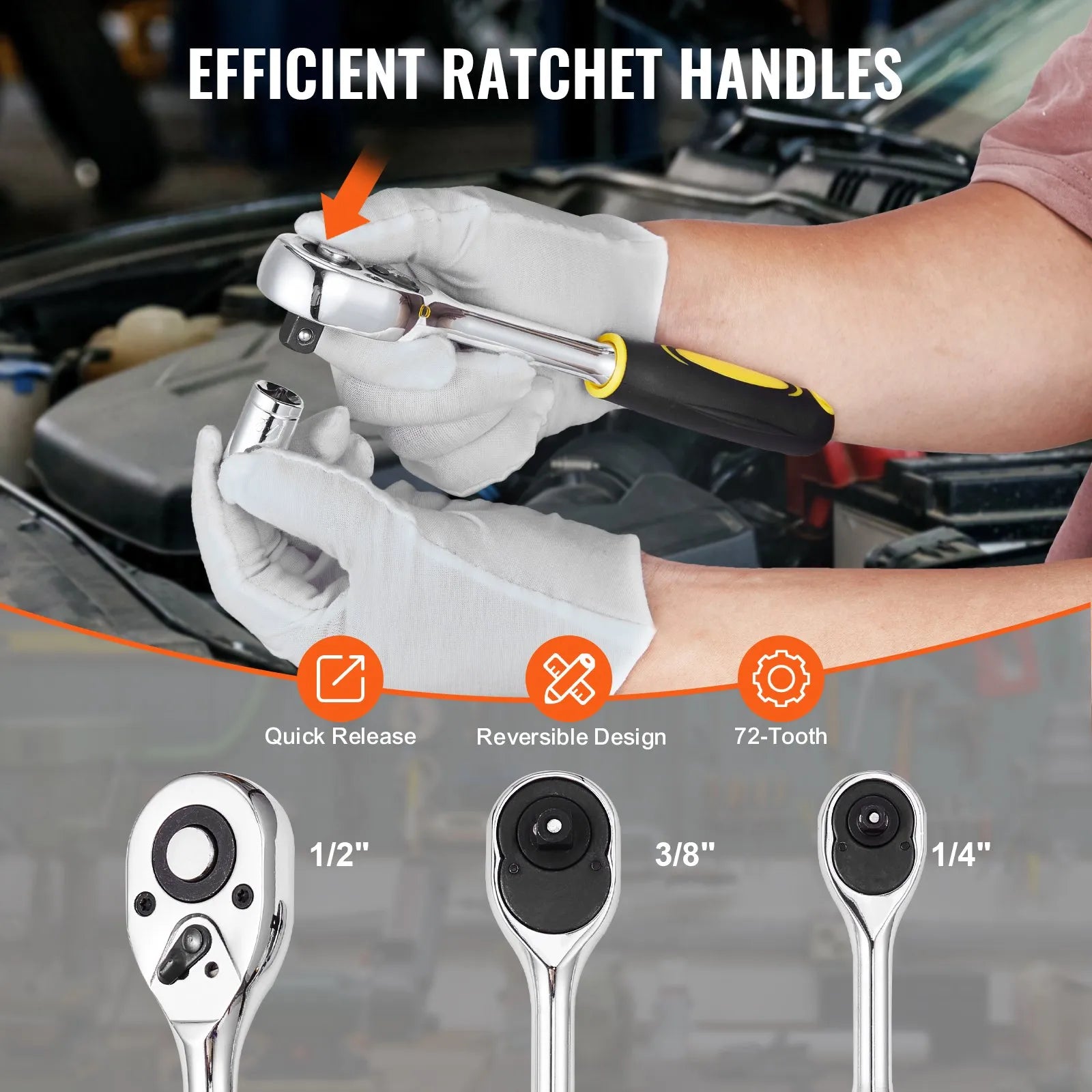 VEVOR 207-Piece Mechanics Tool Set 1/4