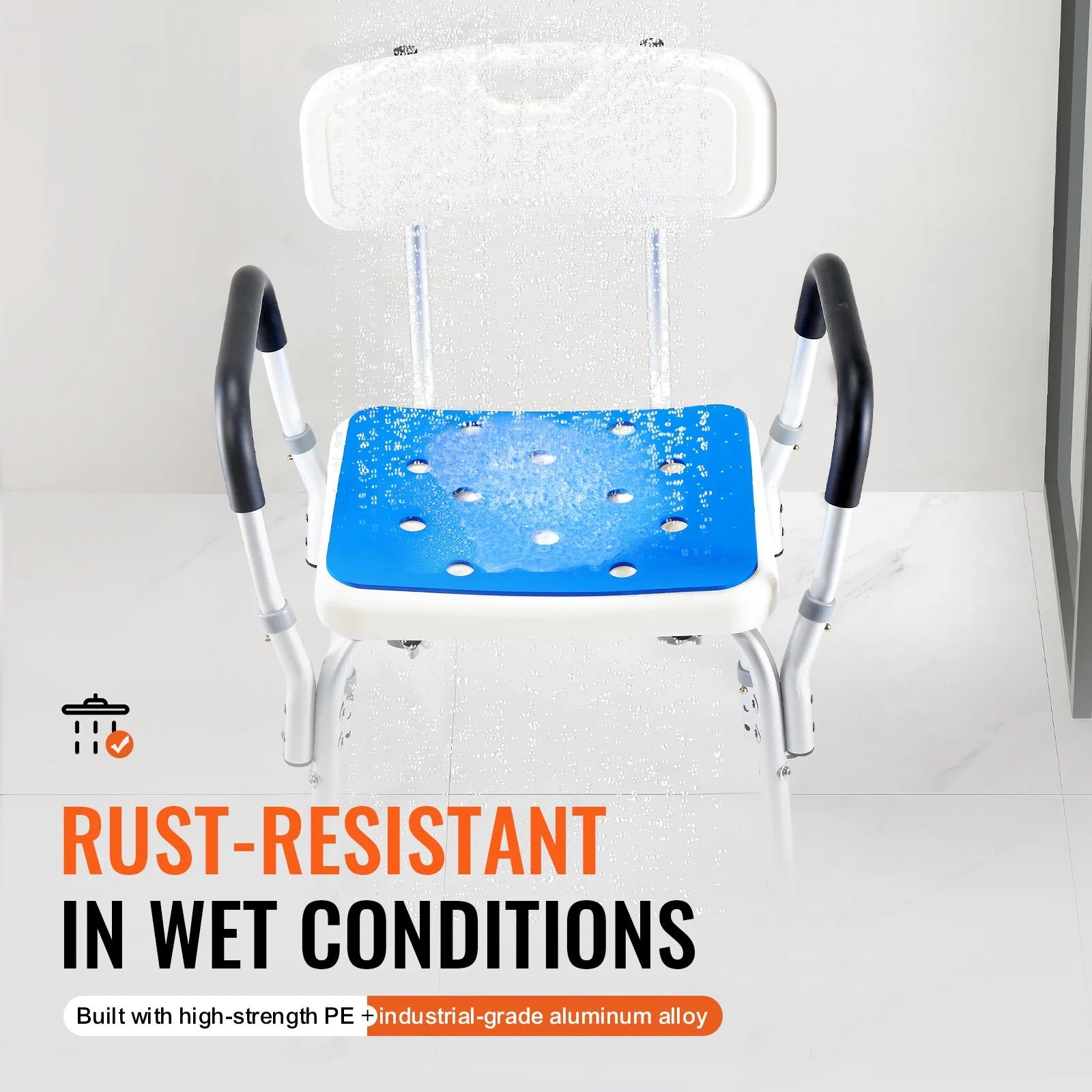 VEVOR 400lbs Shower Chair Bath Stool Seat Height Adjustable for Bathtub Shower