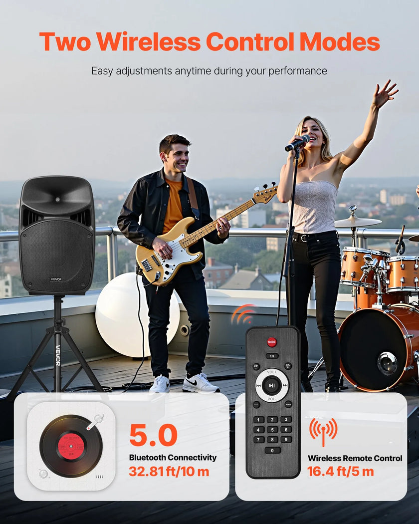 VEVOR 2 X 15 in Speakers Portable PA System 2000W Mixer Bluetooth Mic for DJ