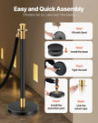 VEVOR 6 Pcs Stanchion Post with 4 Black Velvet Ropes Sand Injection Hollow Base