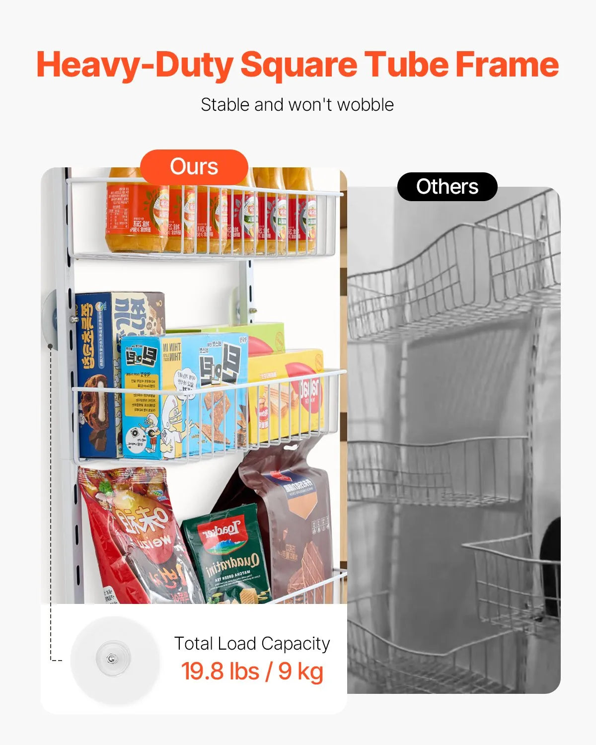 VEVOR 6-Tier Over the Door Pantry Organizer Hanging Storage Rack Adjustable