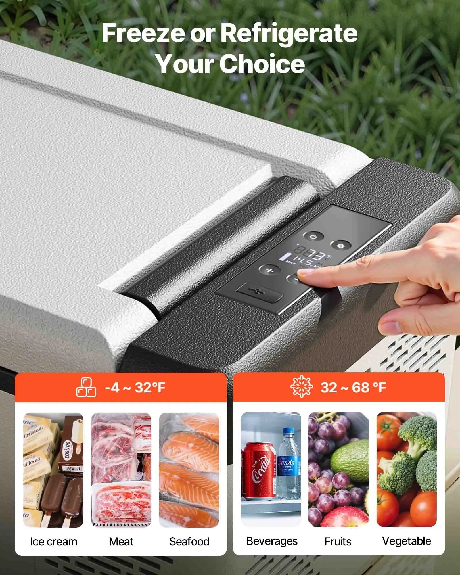 VEVOR 12 Volt Car Refrigerator Portable Freezer 10Qt Camping Compressor Cooler