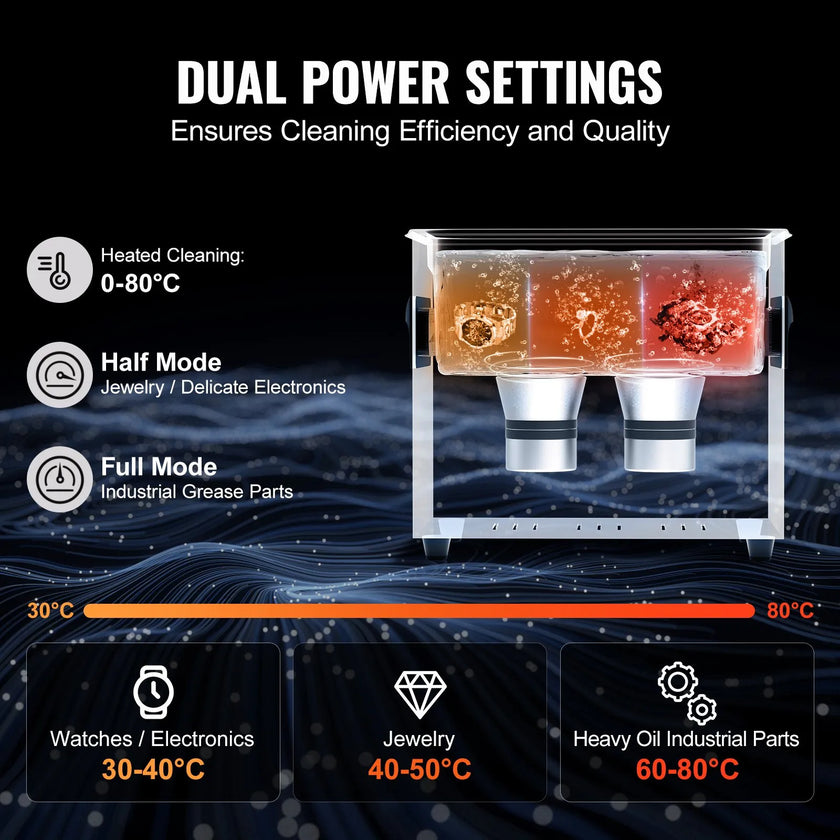 VEVOR 3L Ultra Sonic Cleaner Cleaning Machine with Basket Heater and Timer 120W