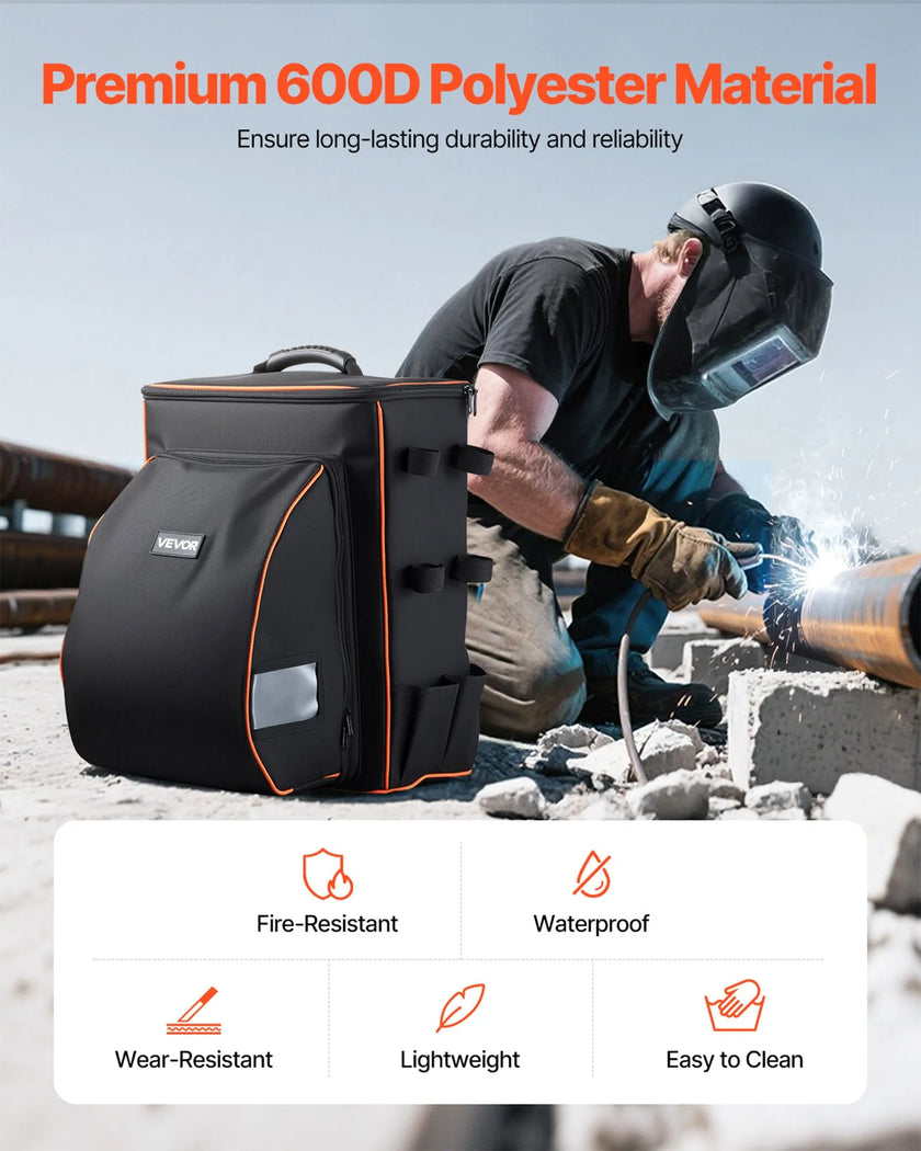 VEVOR 33L Welding Backpack 600D Polyester Welder Backpack for Tools and Helmet
