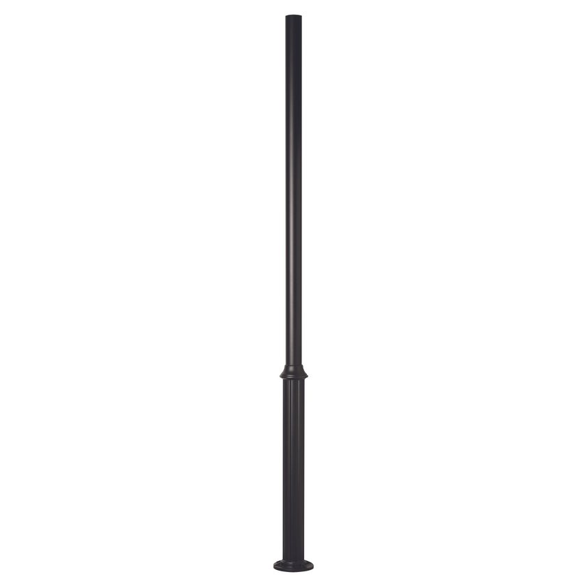 Poteau d'aluminium rond de 3'' base soudée cannelée avec boulons d'ancrage