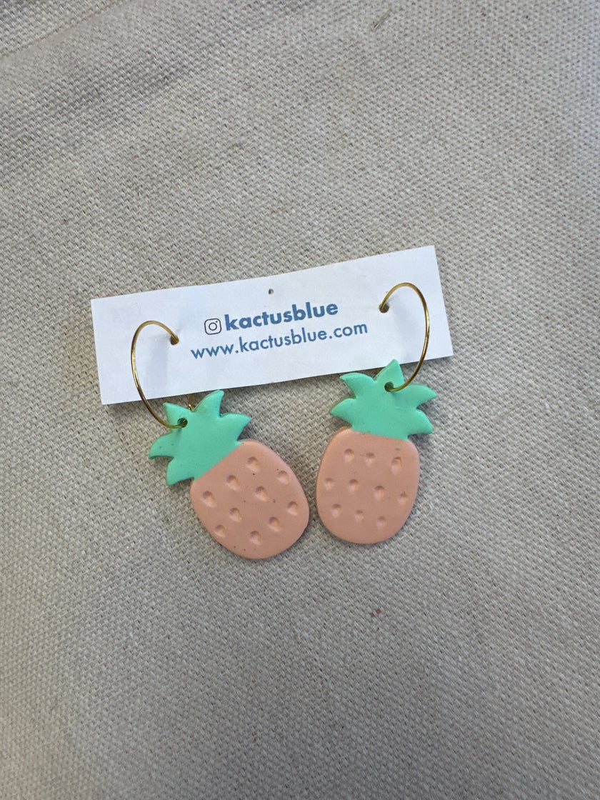 Kactus Blue Pineapple Clay Earrings