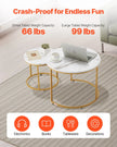 VEVOR Nesting Coffee Table Set of 2 Round Coffee Table 23.6 in (White & Gold)