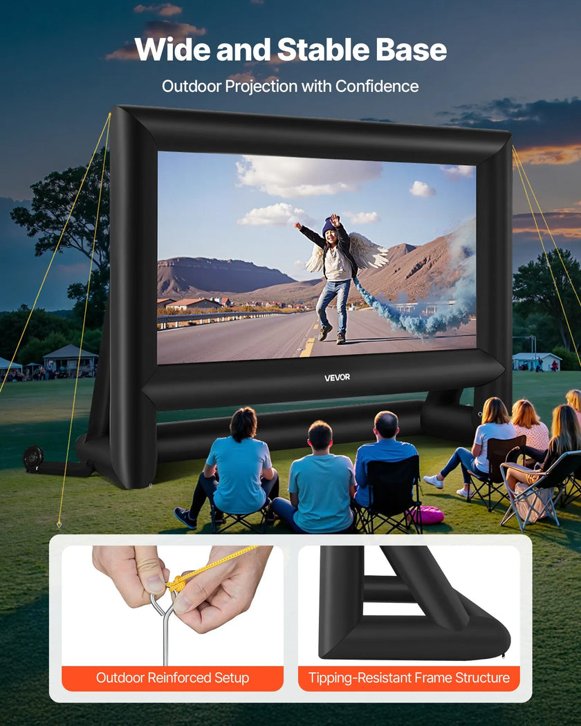 VEVOR 20 ft Inflatable Movie Screen 16:9 600D Movie Projection with Portable Bag