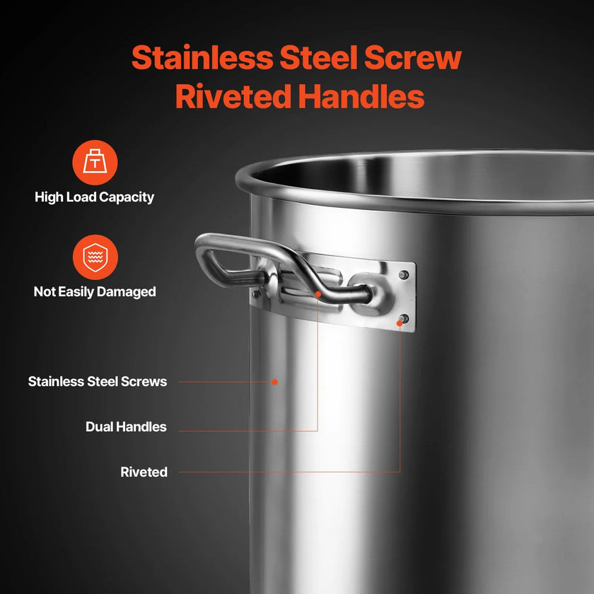 VEVOR 24QT Stainless Steel Stockpot Cooking Kitchen Sauce Pot with Lid Handle