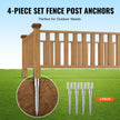 VEVOR No Dig Ground Anchor, 4 Pack 3.94 x 2.76 x 27.56 in DIY Screw in Post Stake, Includes 6 Lag Bolts & a Rebar, U-Shape Heavy Duty Steel Post Holder, Great for Mailbox Posts and Fence Posts