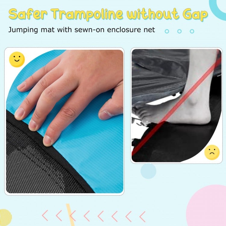 55 Inch Trampoline for Kids Toddler Mini Trampoline with Safety Enclosure Net - Blue