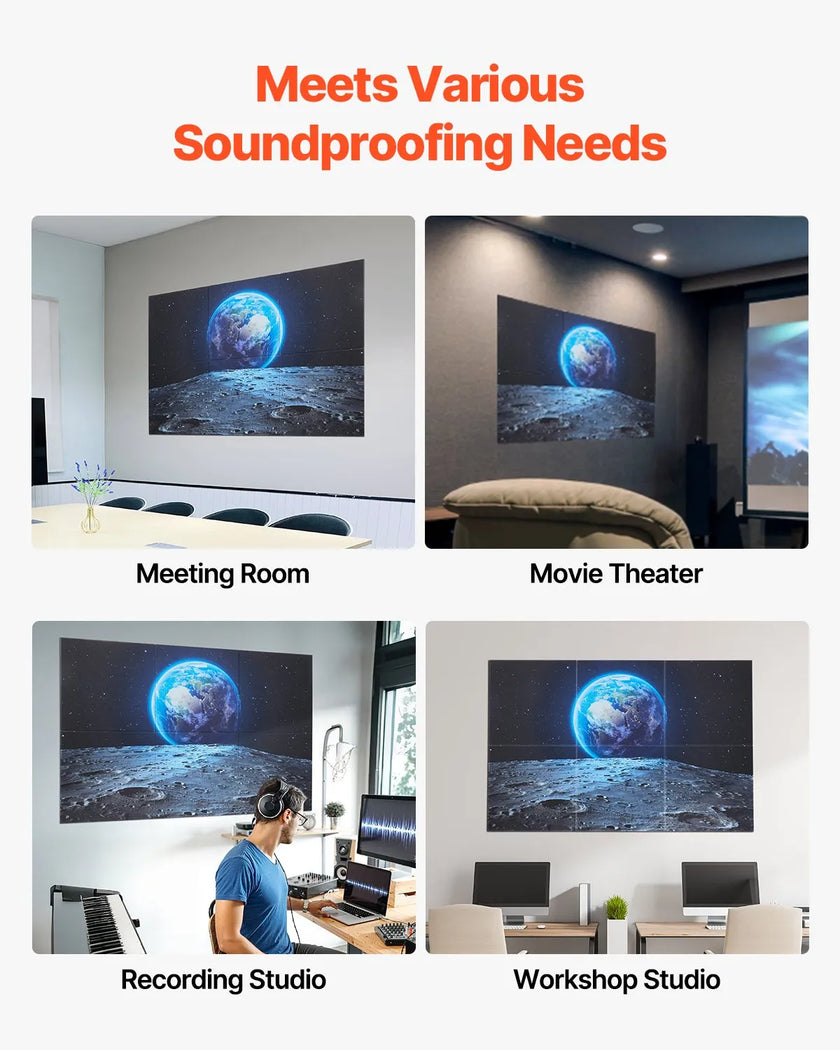 VEVOR 6 Pack Art Acoustic Panels 23.6 x 23.6 inch Self Adhesive for Home Earth
