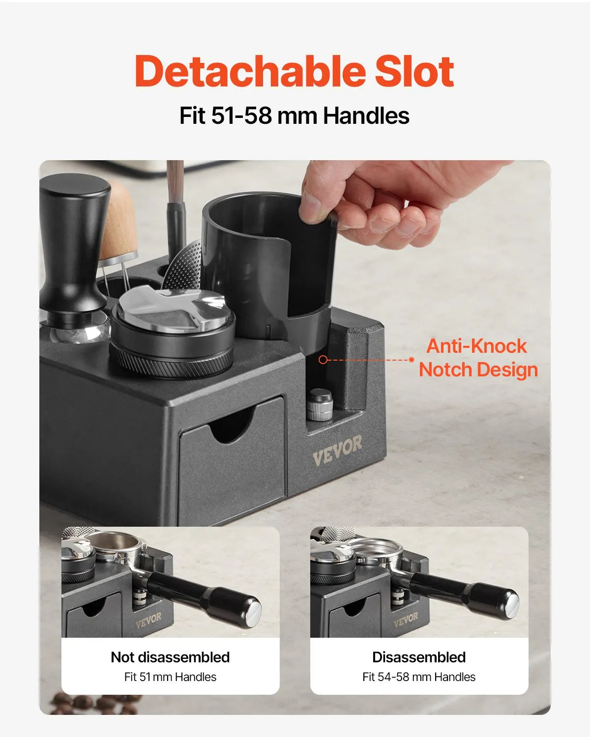 VEVOR ABS Espresso Tamping Station 51-58 mm Station with Detachable Slot