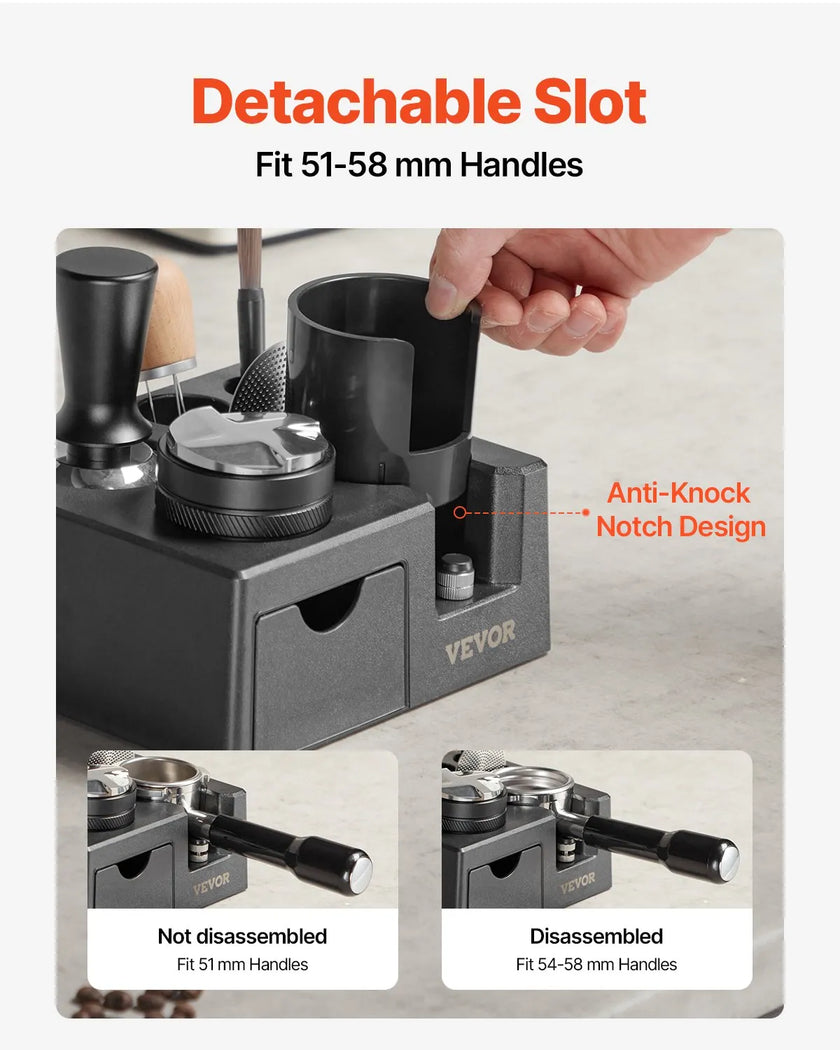 VEVOR ABS Espresso Tamping Station 51-58 mm Station with Detachable Slot