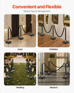 VEVOR 6 Pcs Stanchion Post with 4 Black Velvet Ropes Sand Injection Hollow Base